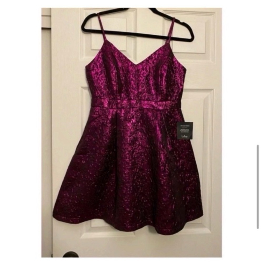 LULUS Magenta Metallic Mini Dress - Picture 6 of 9